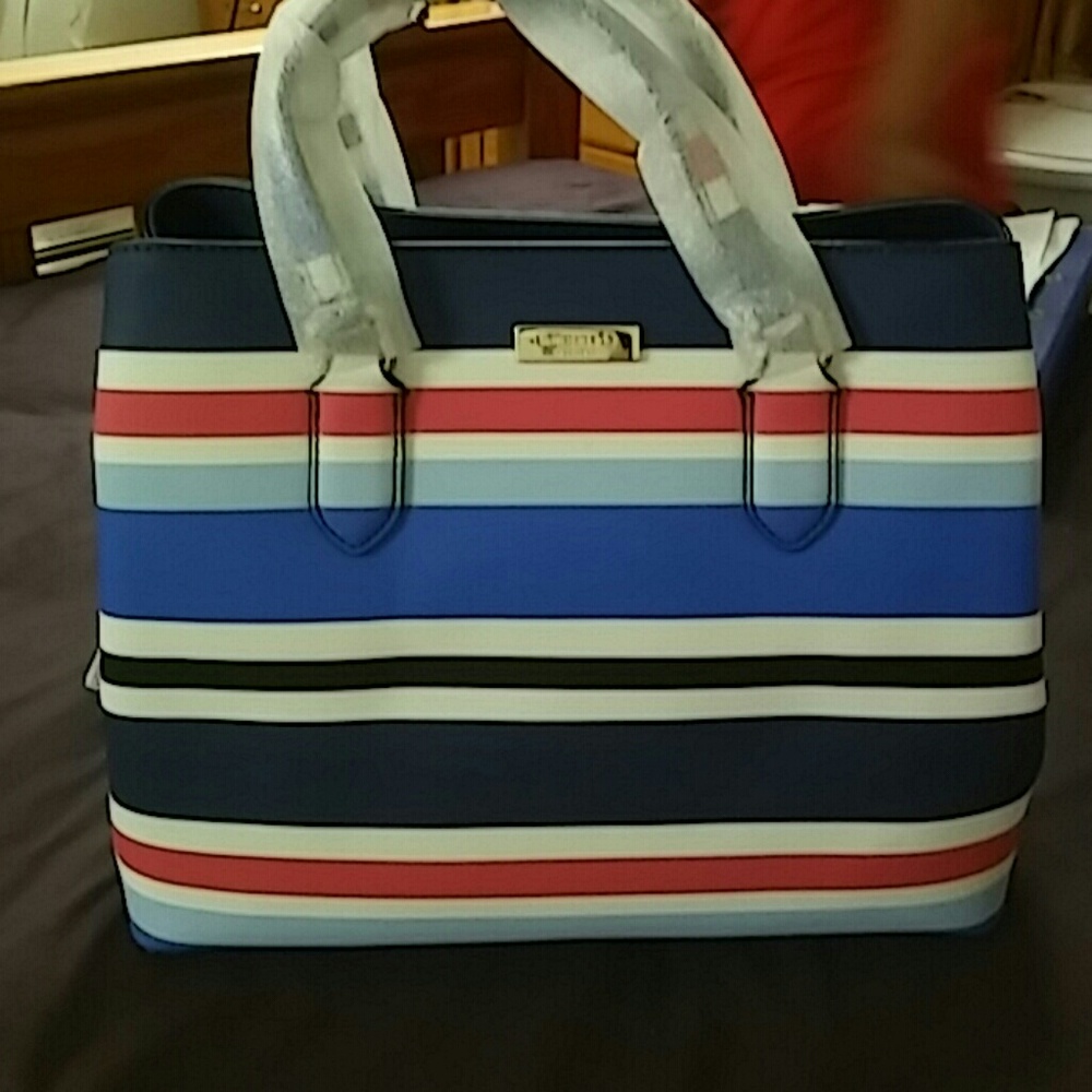 kate spade multicolor striped hand bag